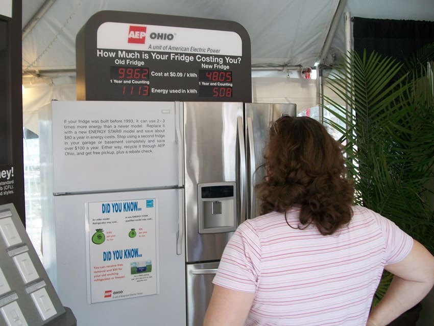 Visitor reads AEP Ohio display